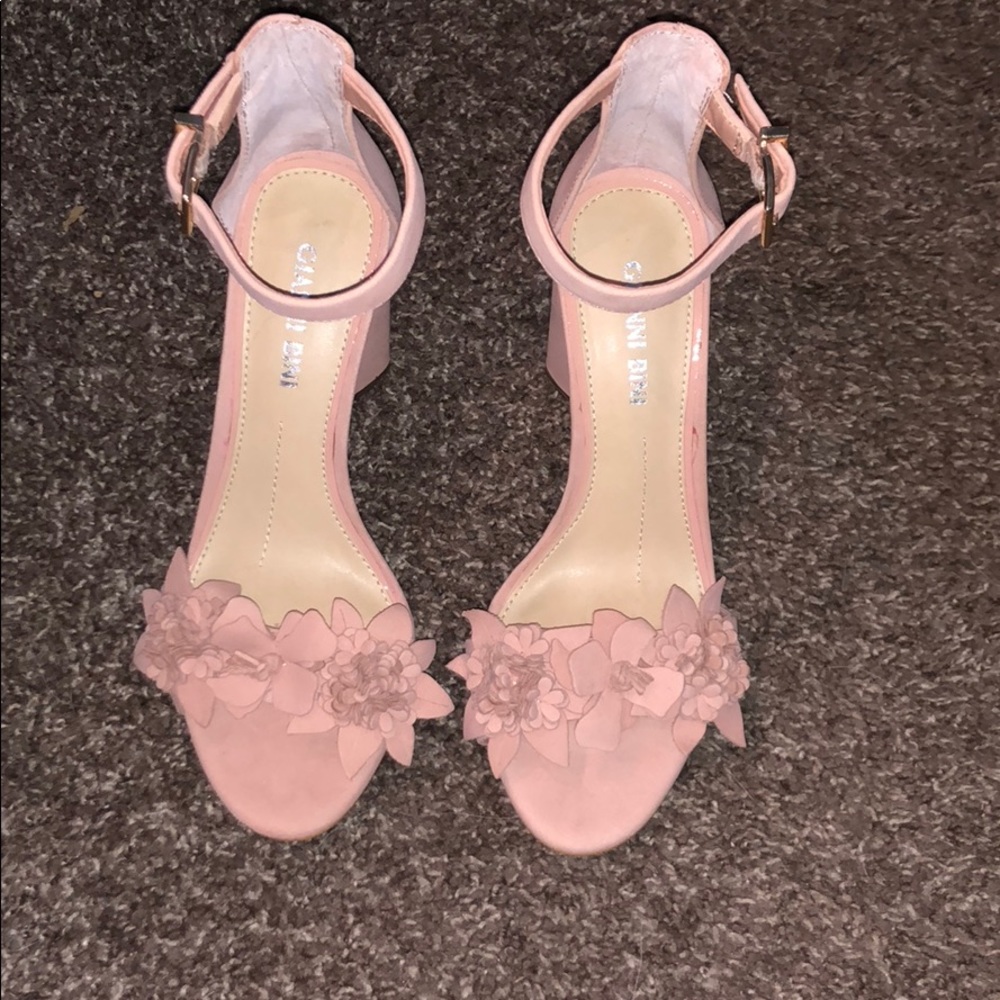 Blush pink, brand new, thick heeled shoes